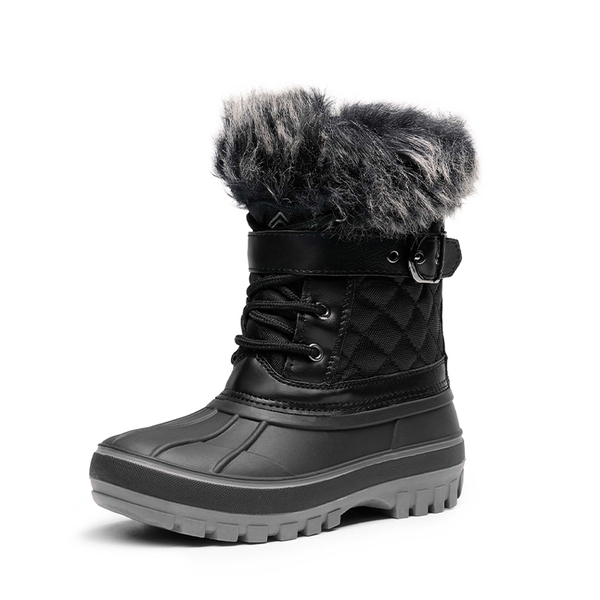 Kids Faux Fur Trim Mid-calf Boots - BLACK -  0